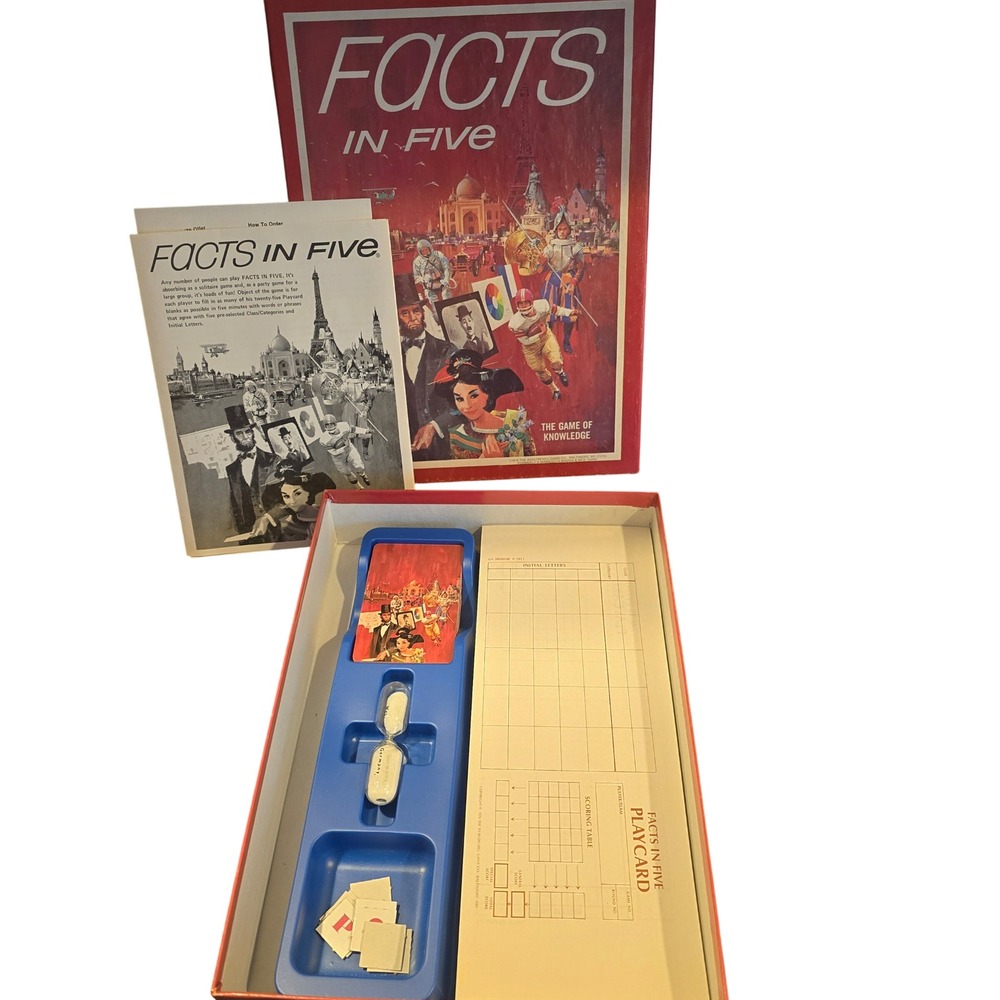 Vintage Facts in Five Avalon Hill Bookshelf Game 1976 Trivia Knowledge GA-260